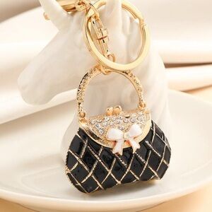 Elegant Black and Gold Women's Bag key chain  Charm
